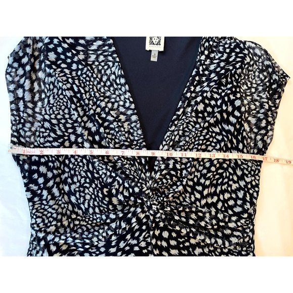 Anne Klein Womens Blouse Top Sleeveless Leopard Print V Neck Black White Size M - Picture 5 of 5